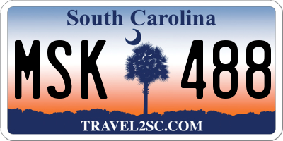 SC license plate MSK488