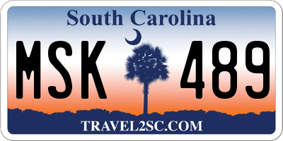 SC license plate MSK489