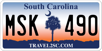 SC license plate MSK490