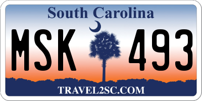SC license plate MSK493