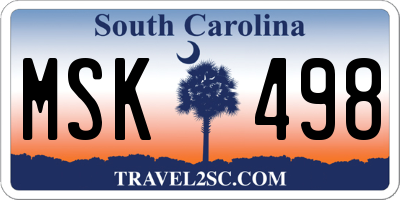 SC license plate MSK498