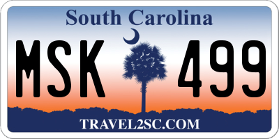 SC license plate MSK499