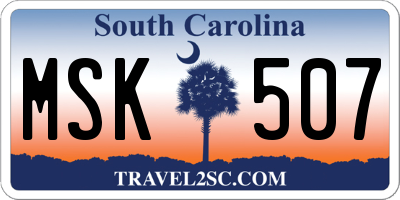 SC license plate MSK507