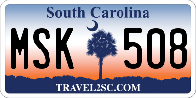 SC license plate MSK508