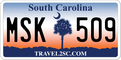 SC license plate MSK509