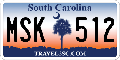 SC license plate MSK512
