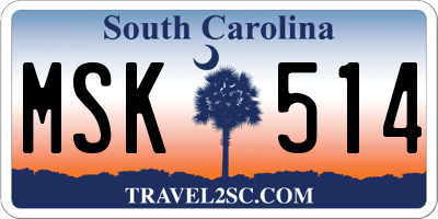 SC license plate MSK514