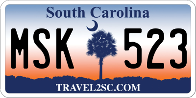 SC license plate MSK523