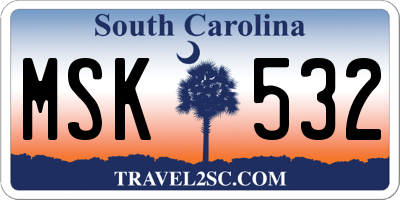 SC license plate MSK532