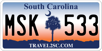 SC license plate MSK533