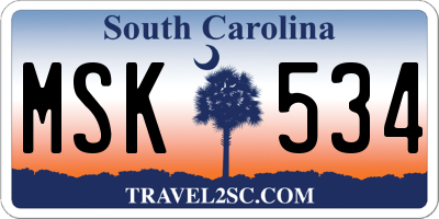 SC license plate MSK534
