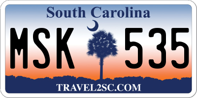 SC license plate MSK535