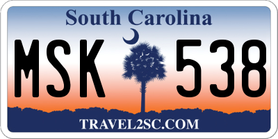 SC license plate MSK538