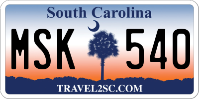 SC license plate MSK540