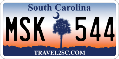 SC license plate MSK544