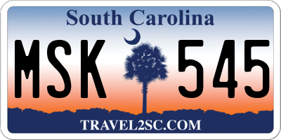 SC license plate MSK545