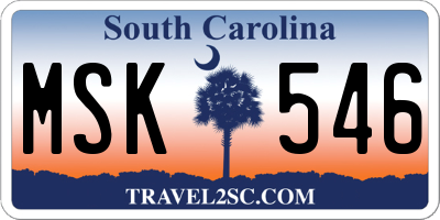 SC license plate MSK546