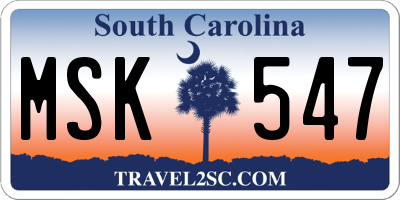 SC license plate MSK547