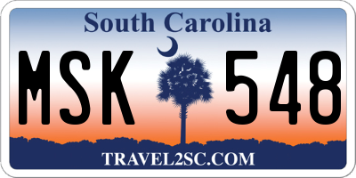 SC license plate MSK548