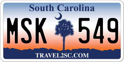 SC license plate MSK549