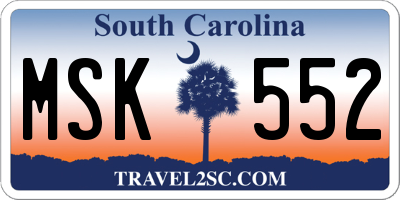SC license plate MSK552