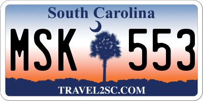 SC license plate MSK553