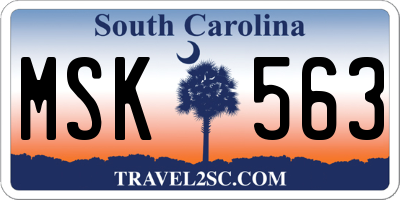 SC license plate MSK563