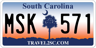 SC license plate MSK571