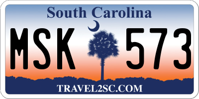 SC license plate MSK573