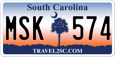 SC license plate MSK574