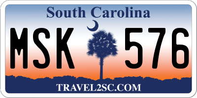 SC license plate MSK576