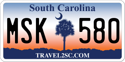 SC license plate MSK580