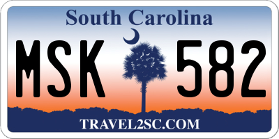 SC license plate MSK582