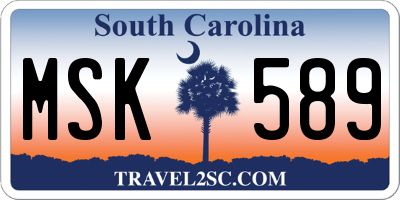 SC license plate MSK589