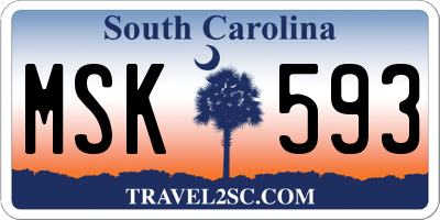 SC license plate MSK593