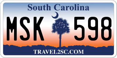 SC license plate MSK598
