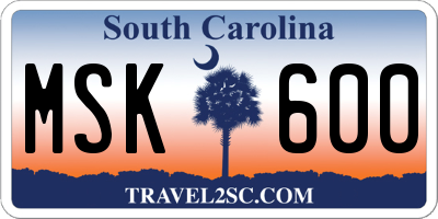SC license plate MSK600