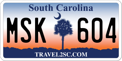 SC license plate MSK604