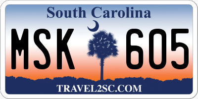 SC license plate MSK605