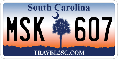 SC license plate MSK607
