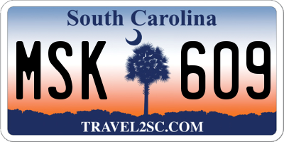 SC license plate MSK609