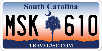 SC license plate MSK610