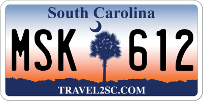 SC license plate MSK612