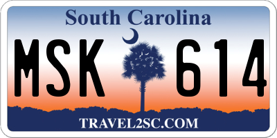 SC license plate MSK614