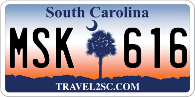 SC license plate MSK616
