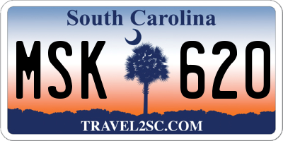 SC license plate MSK620
