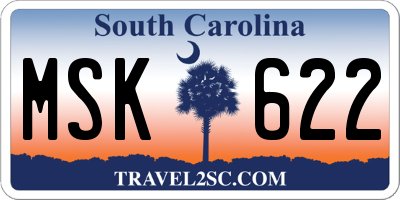 SC license plate MSK622