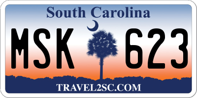 SC license plate MSK623