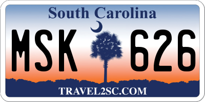 SC license plate MSK626