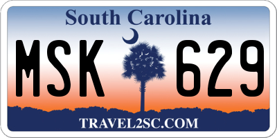 SC license plate MSK629